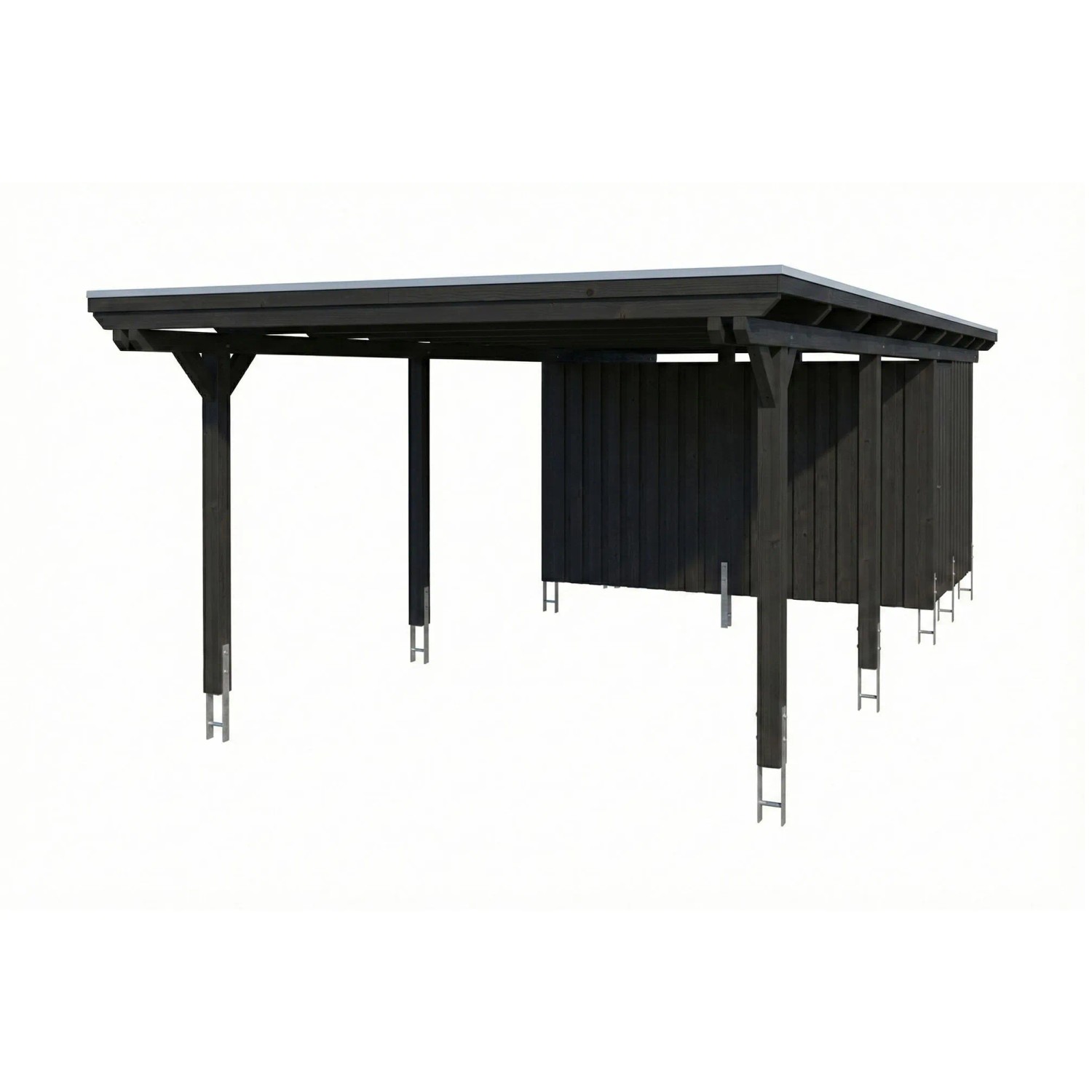 Skan Holz Carport Emsland EPDM-Dach mit Abstellraum 402 cm x 846 cm Anthrazit