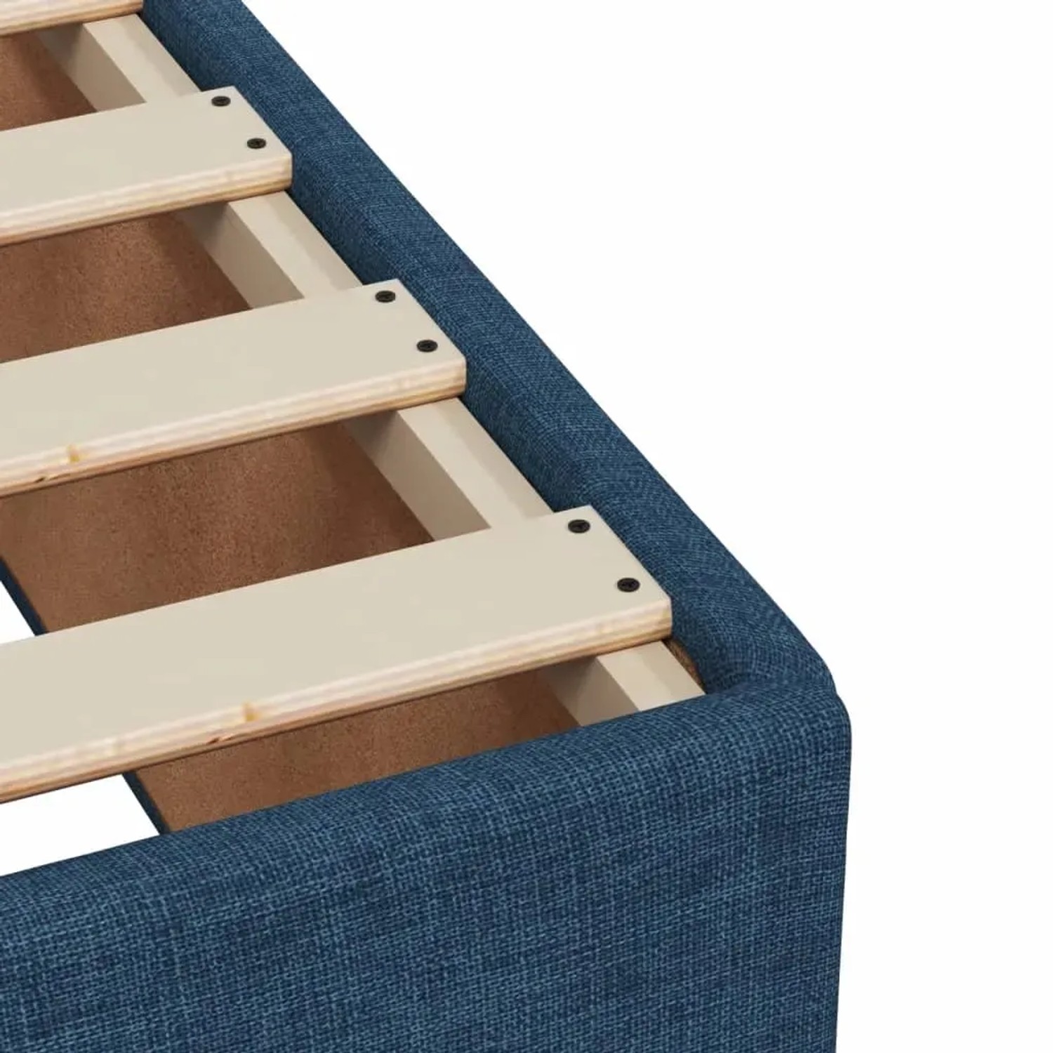 Detailansicht blaues Boxspringbett 80x200 cm mit Lattenrost.