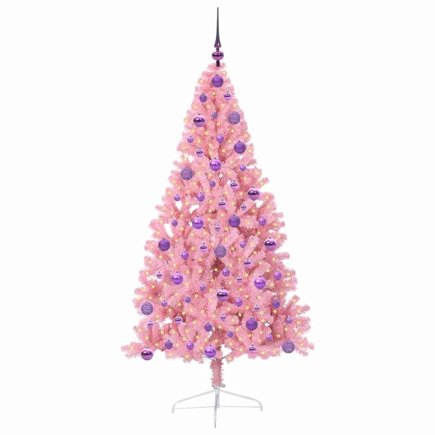 vidaXL Künstlicher Vorbeleuchteter Weihnachtsbaum Rosa 180 cm PVC 3397082