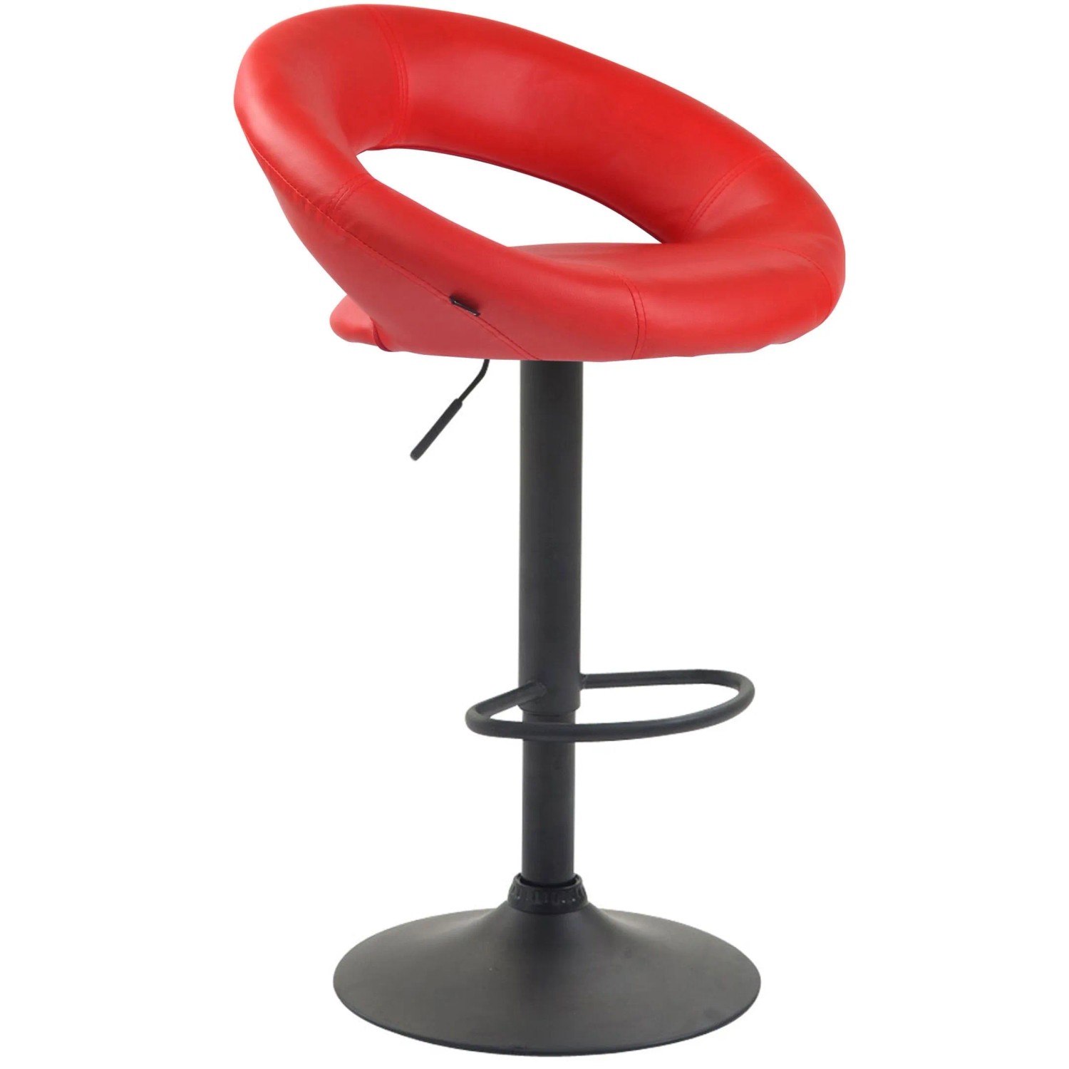 DELUKE Barhocker MEKIM Kunstleder Rot 53x47x80cm Schwarz Barstuhl Höhenverstellbar Mit Lehne Drehbar Tresenhocker Tresenstuhl
