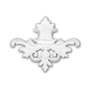 Weißes PROFHOME Zierelement aus Polyurethan, Stuckdekor für Paneele, 23,8x19,3x2,5 cm.