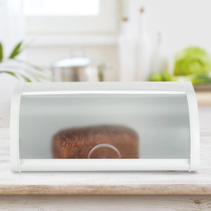 Relaxdays Brotkasten Eisen Weiß 17,7 cm x 45 cm x 25 cm 1,6 kg