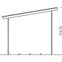 Technische Zeichnung Skan Holz Gartenhaus Namur 690x250 cm, Seitenansicht mit Maßen.