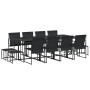 Schwarze 13-tlg. Garten-Essgruppe mit Textilene-Stühlen und Glas-Tisch für Terrasse & Garten.