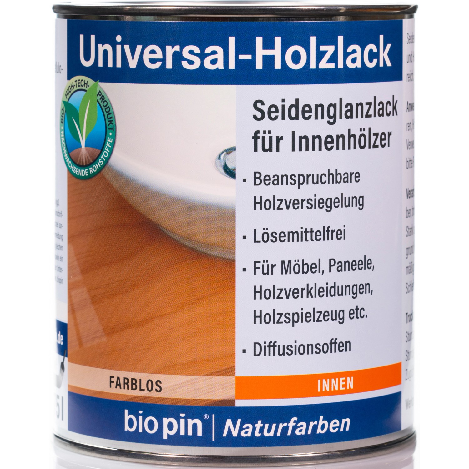 biopin Universal Holzlack farblos 0,75 l