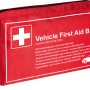 Rote Kfz-Verbandtasche nach DIN 13164-2022 für Erste Hilfe im Auto.