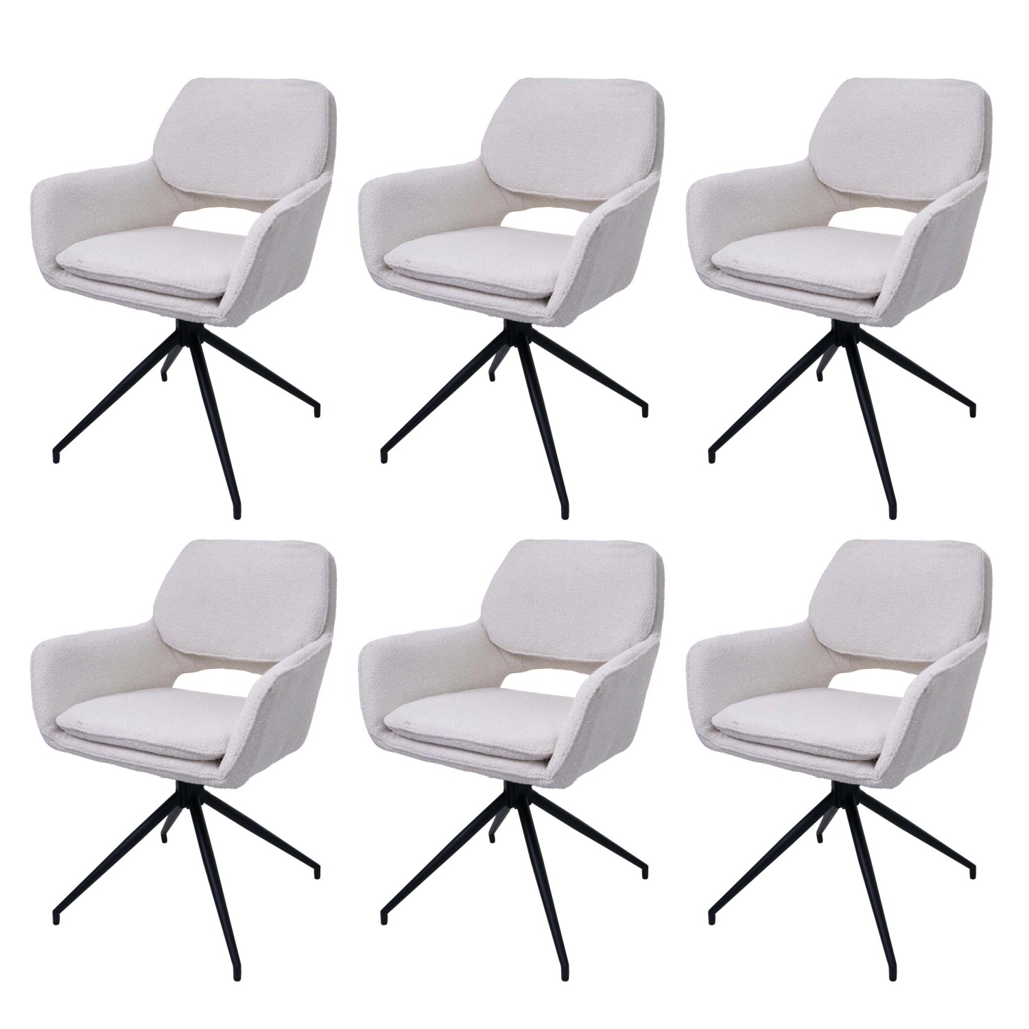 MCW Esszimmerstuhl N74 6er-Set Stoff Boucle 540g/m² Creme günstig online kaufen