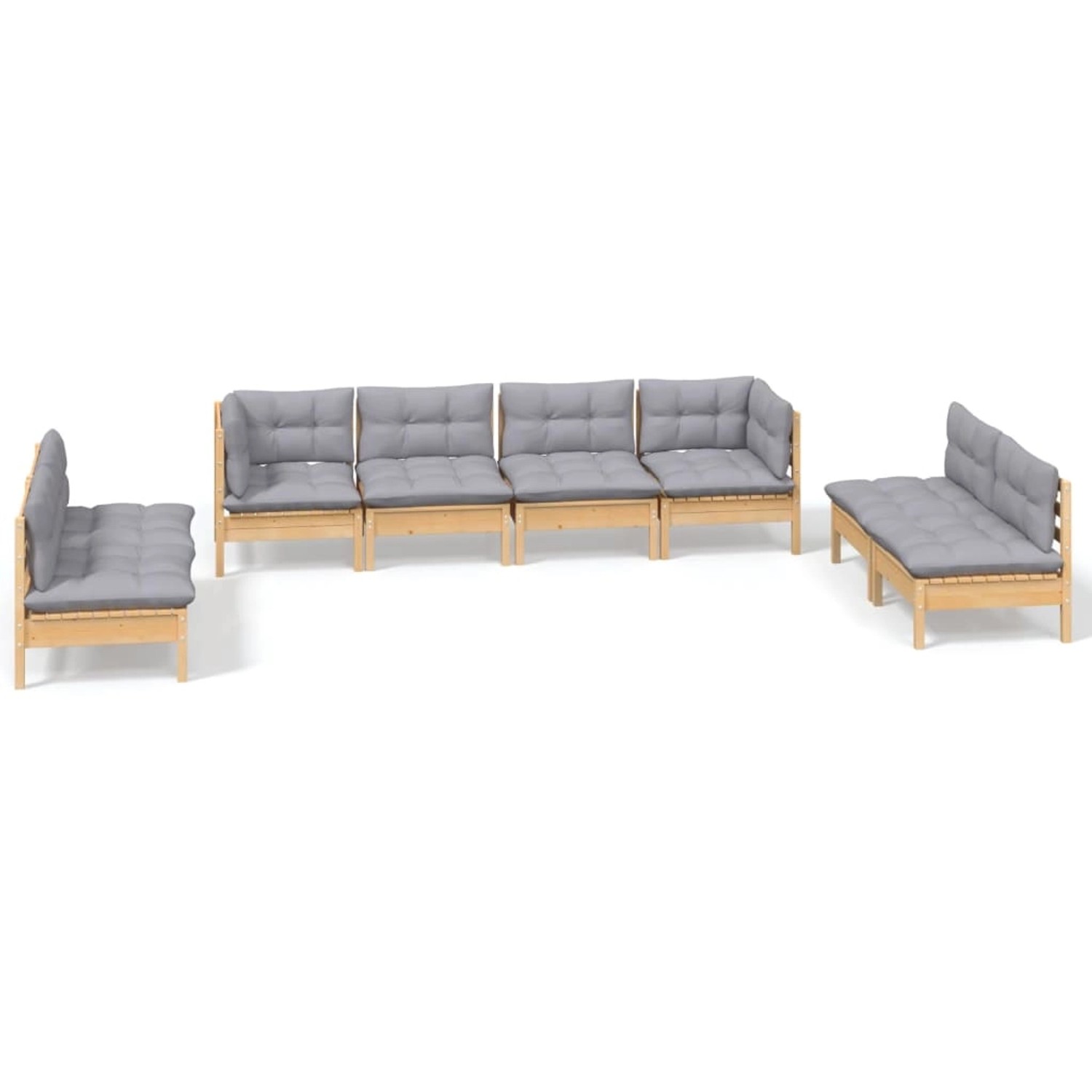 vidaXL 8-Tlg Garten-Lounge-Set mit Grauen Kissen Kiefer Massivholz 3096231 günstig online kaufen