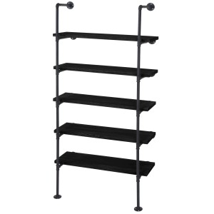 BERLINLODGE Standregal HxBxT 165x80x28cm Industriedesign Holz Metall Dunkelgrau Wohnregal Bücherregal Ablageregal