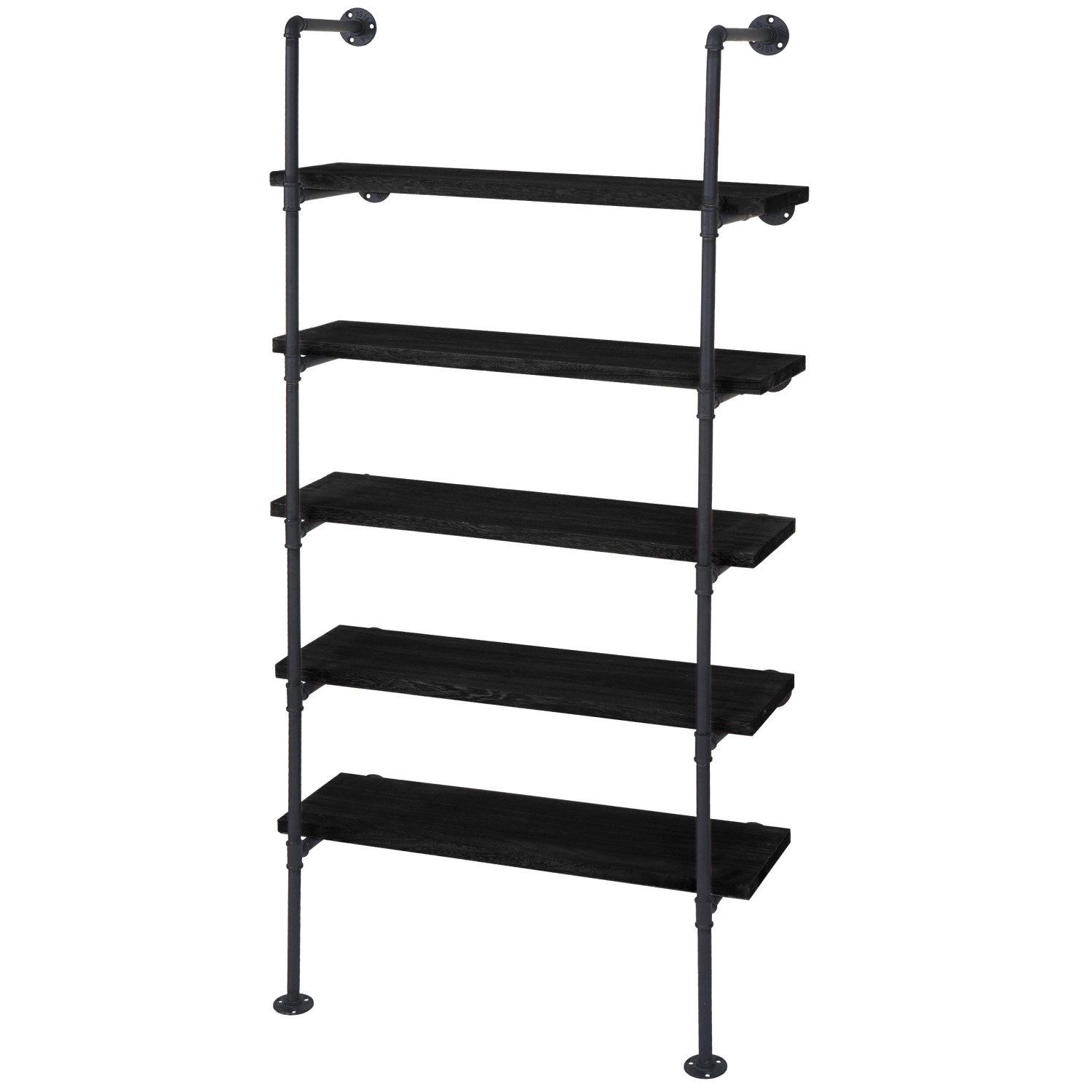 BERLINLODGE Standregal HxBxT 165x80x28cm Industriedesign Holz Metall Dunkel günstig online kaufen