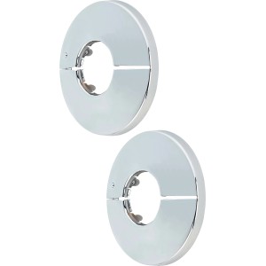 2er-Set LUX Klapprosetten, verchromt, Ø 22 mm, für Heizungsrohre und WC-Anschlüsse.