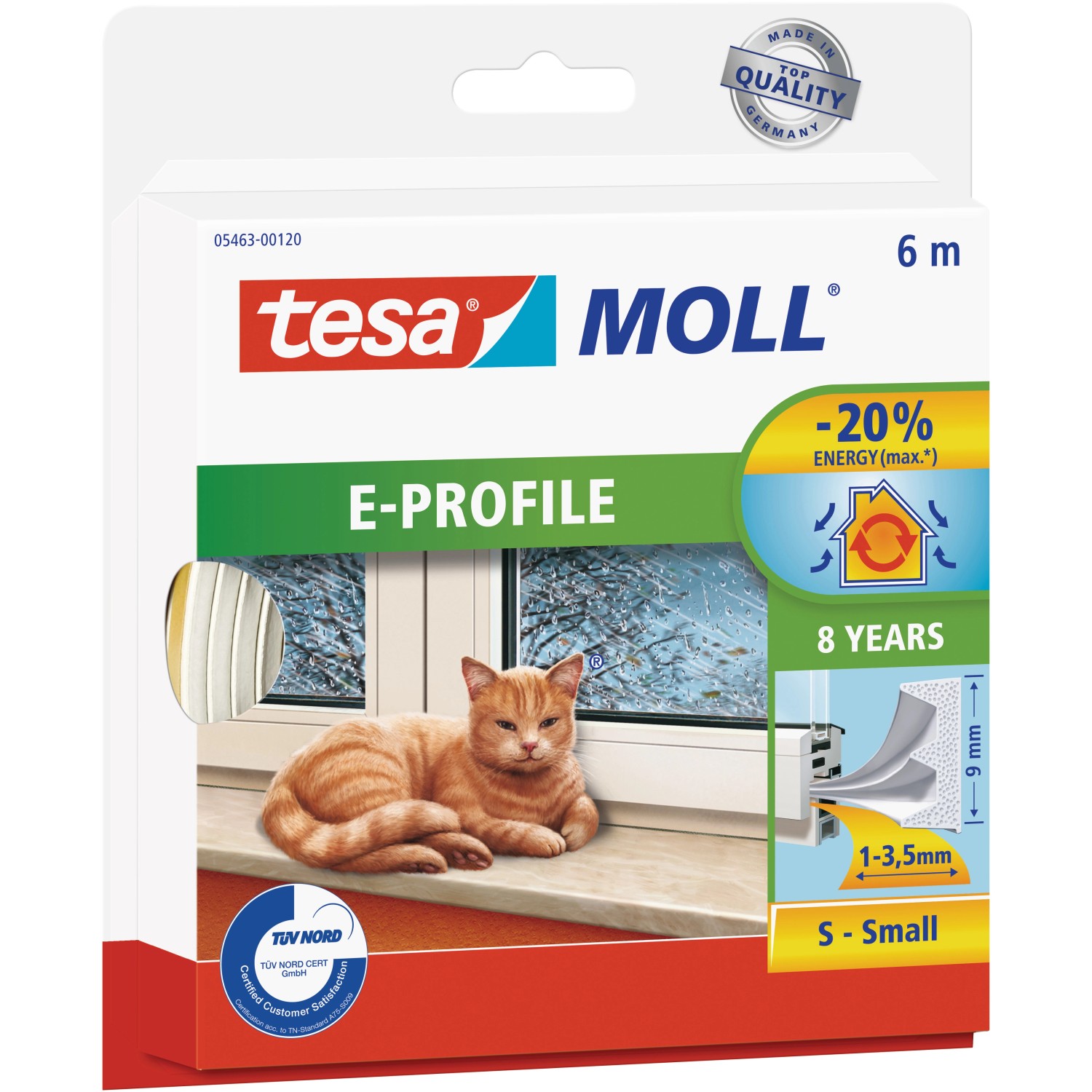 Tesamoll Fensterdichtung / Türdichtung Classic E-Profil Gummidichtung Weiß 6 m