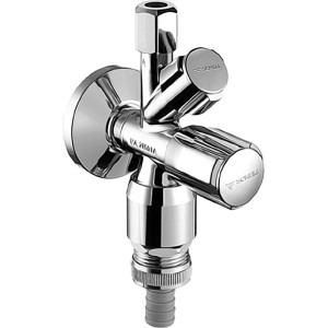 Schell Kombi-Eckventil mit Rückflussverhinderer und Rohrbelüfter, verchromt.