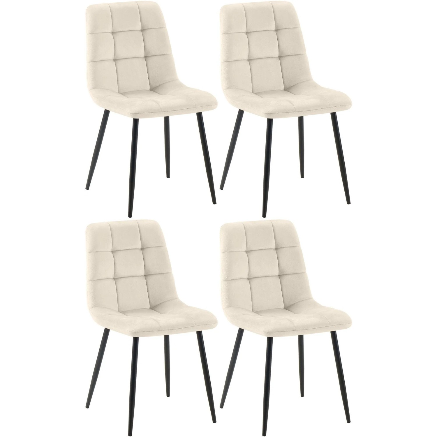 CLP 4er Set Esszimmerstuhl Tilde creme/Samt
