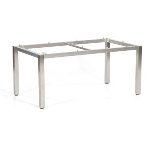 Silbernes Natur24 Base Tischgestell aus Edelstahl für Gartentische.