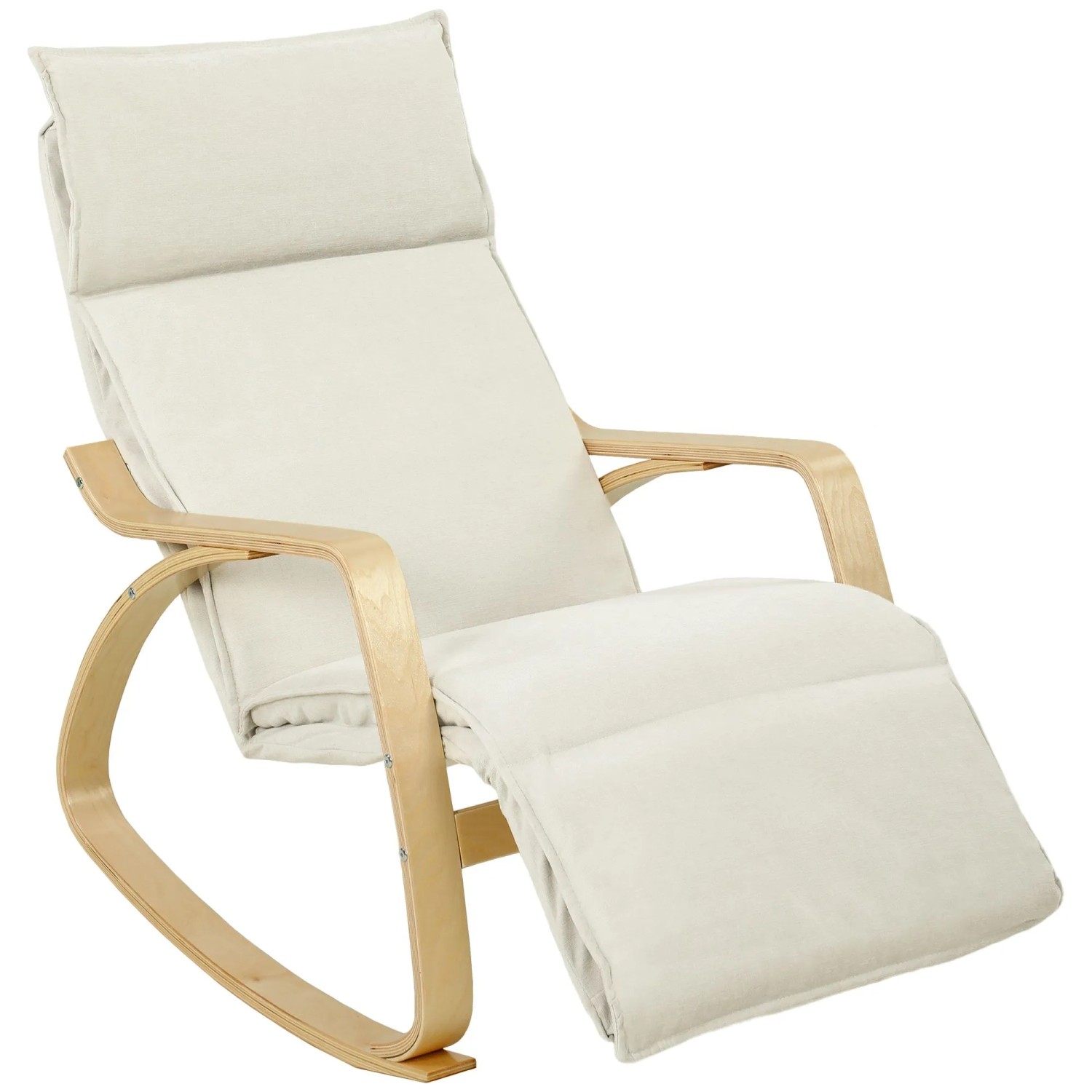 HOMCOM Schaukelstuhl Polyester 106 x 67 x 92 cm Cremeweiß