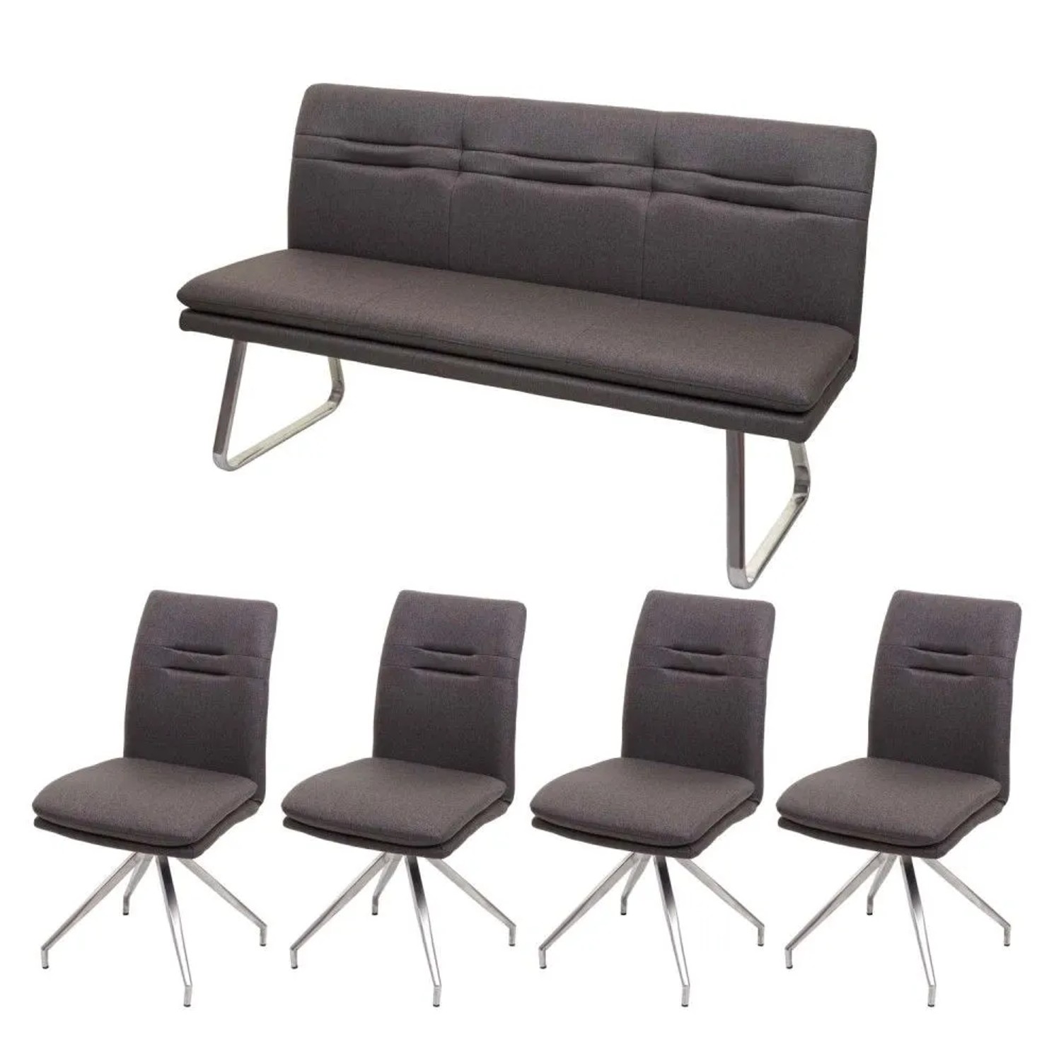 MCW Esszimmer-Set H70 Sitzgruppe Grau-Braun 160cm