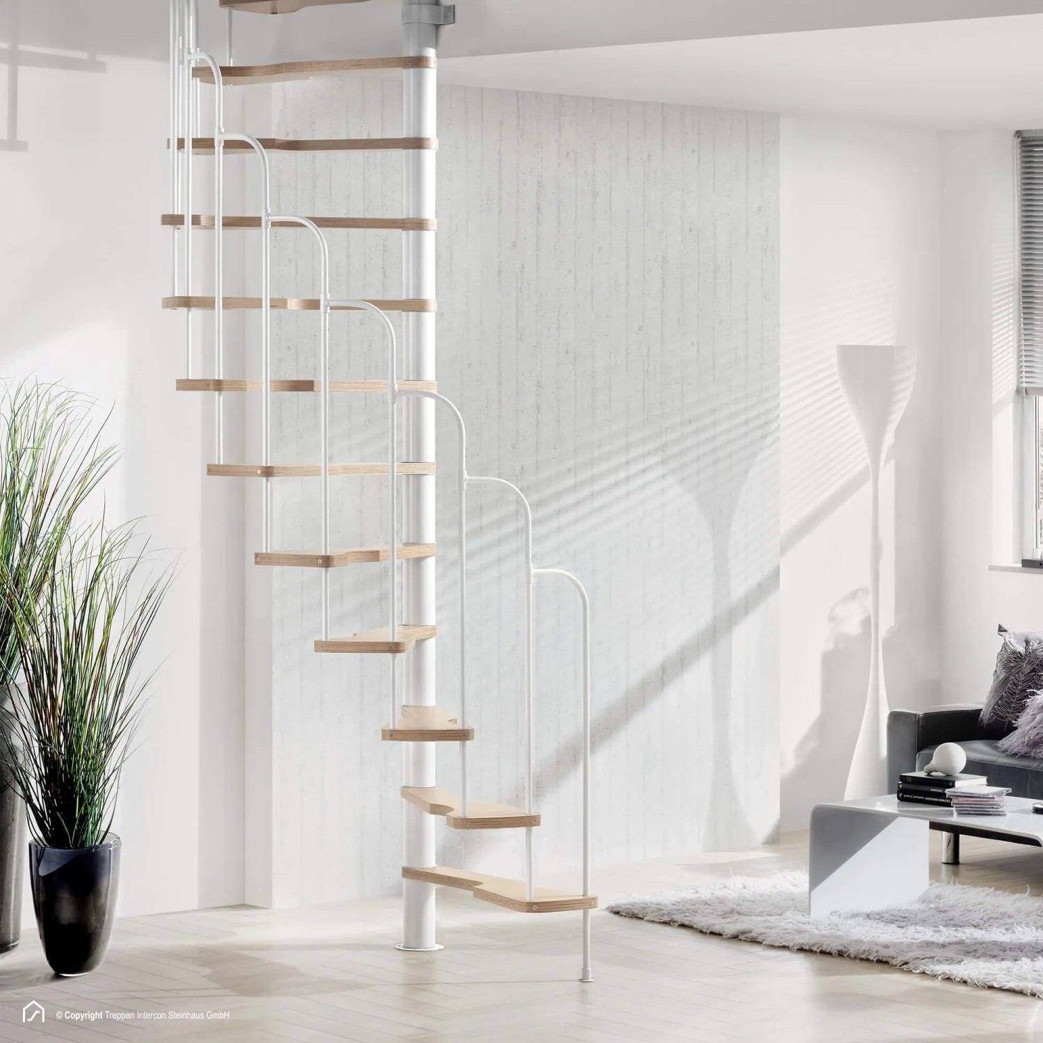 Treppen Intercon Raumspartreppe Skidoo Plus Halbgewendelte Spindeltreppe fü günstig online kaufen