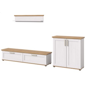 Inn.Furn Wohnwand 3-teilig in Weiß Lärche Landhaus 260 cm Mirano