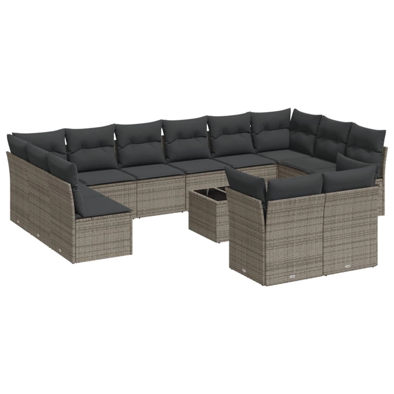 vidaXL 13-Tlg Garten-Sofagarnitur mit Kissen Grau Poly Rattan 3218440 günstig online kaufen