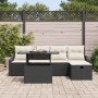 Schwarzes 6-tlg. vidaXL Garten-Sofa-Set aus Poly Rattan mit verstellbarem Tisch.