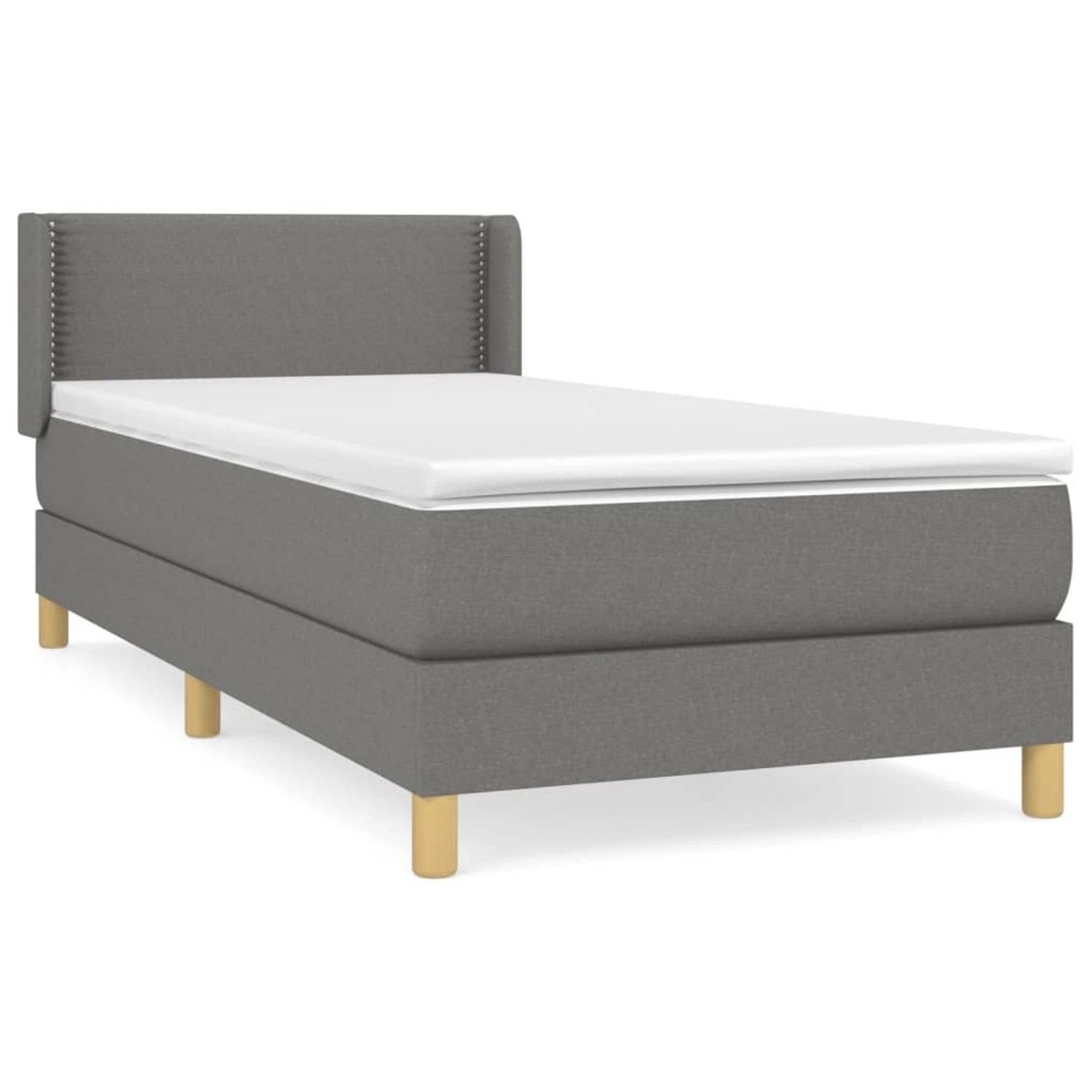 vidaXL Boxspringbett mit Matratze Dunkelgrau 100x200 cm Stoff 3130170