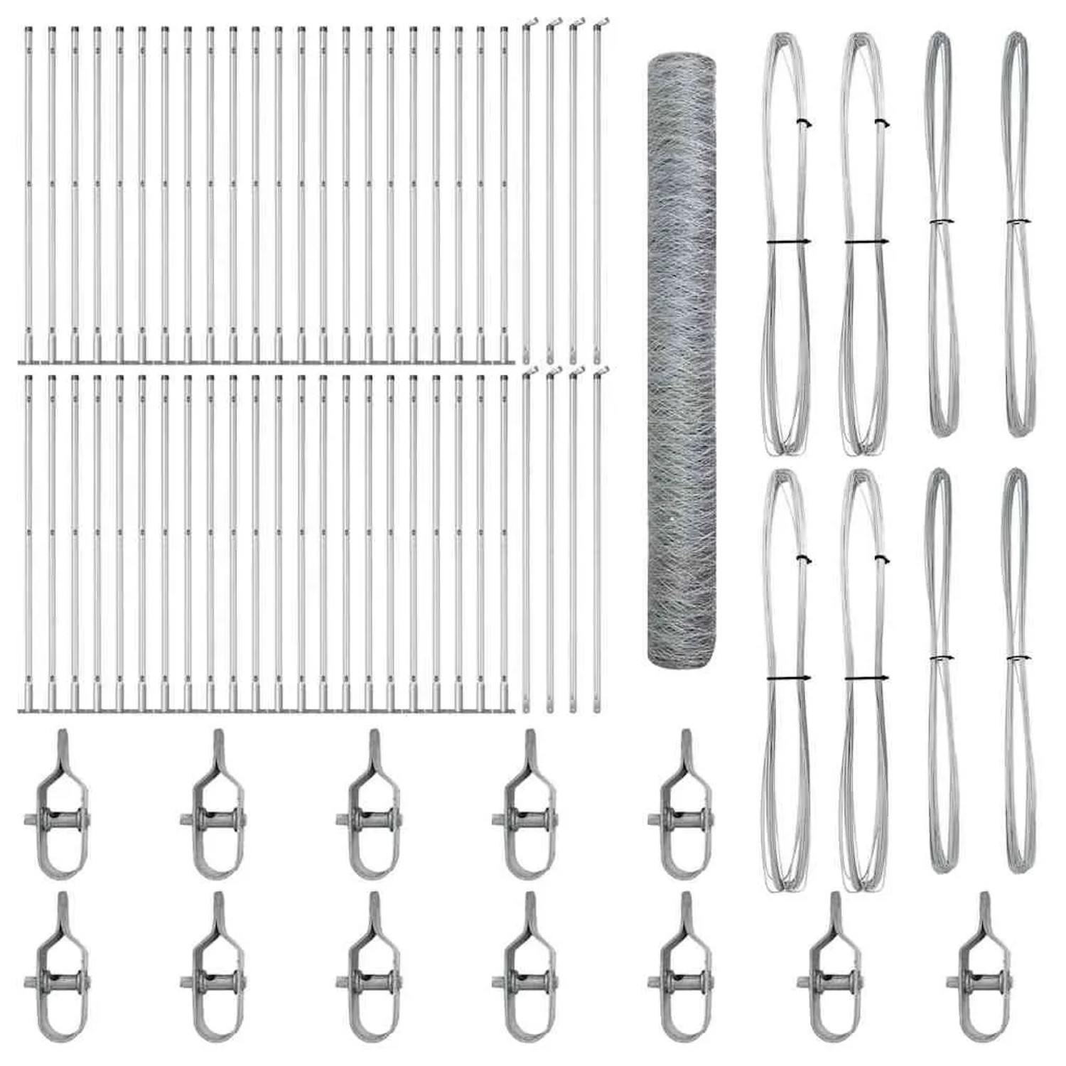 vidaXL Zaunpfosten Silber 100 x 1,2 m 36 mm Maschen Stahl 3353875 günstig online kaufen