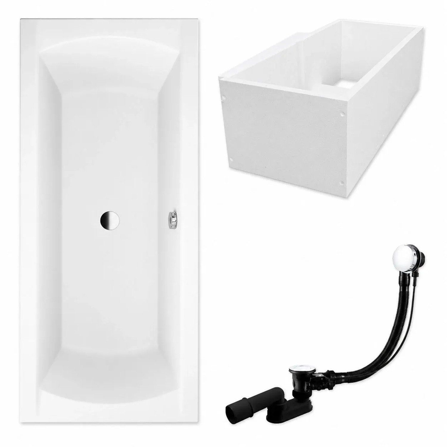 KOLMAN Badewanne Rechteck 180 x 80 Cm Mit Wannenträger Inkl. Ablauf Und Füße
