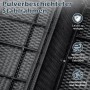 Nahaufnahme des grauen Polyrattan-Geflechts und pulverbeschichteten Stahlrahmens des Balkonmöbel Sets. Wetterfest, rostbeständig, pflegeleicht.