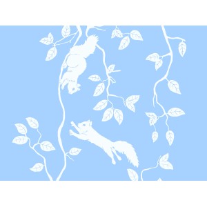 d-c-fix Klebefolie Pineview Hellblau-Transparent mit Eichhörnchen-Motiv.