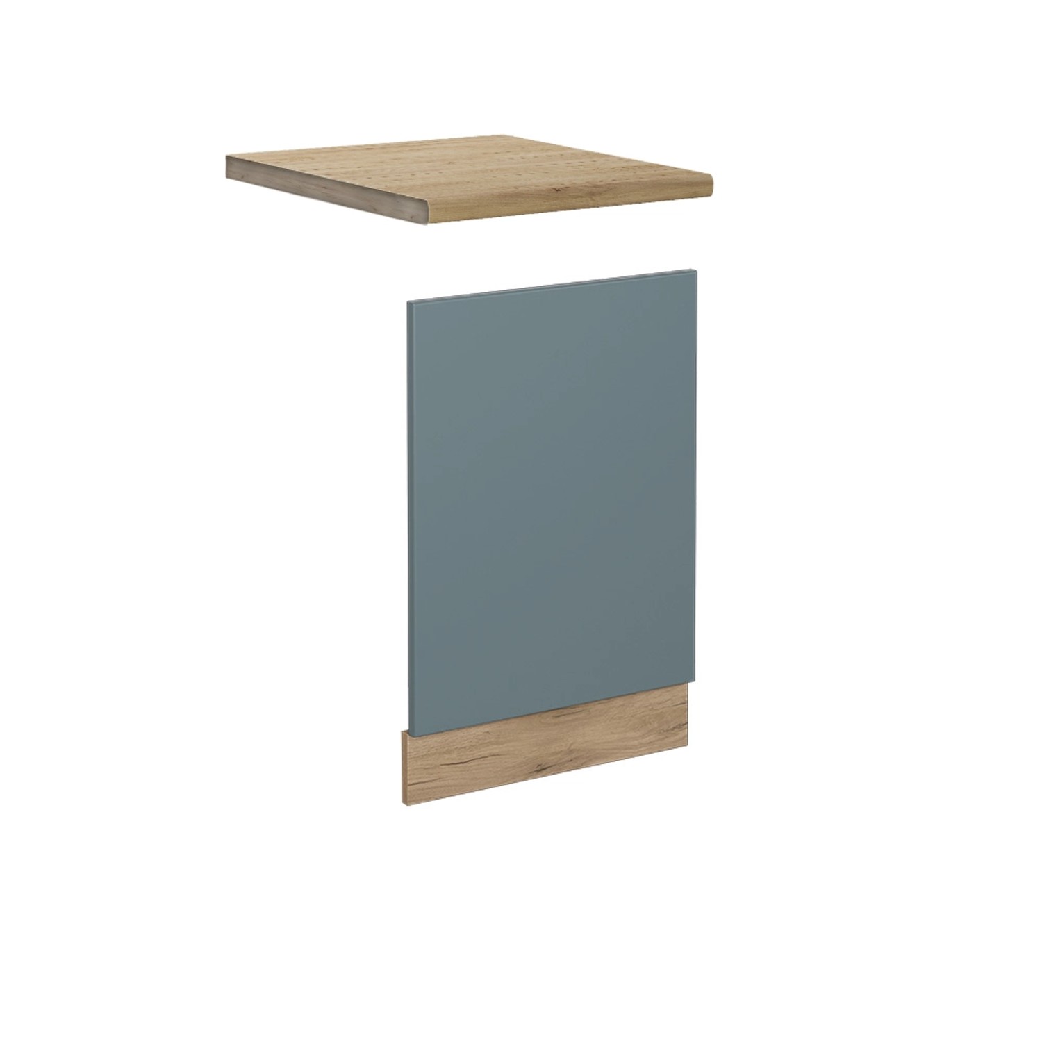 Vicco Frontblende R-Line Geschirrspüler Fronttür Blau-Grau/Goldkraft Eiche 45 cm AP Eiche