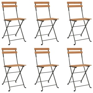 vidaXL Bistrostühle 6 Stk Klappbar Massivholz Teak und Stahl 3152110