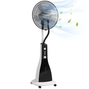 Schwarzer HOMCOM Standventilator mit Wassernebel-Funktion aus Metall und ABS.