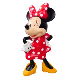 Gartenfigur Minnie Maus, rote Schleife mit weißen Punkten, Dekofigur für Garten und Terrasse.
