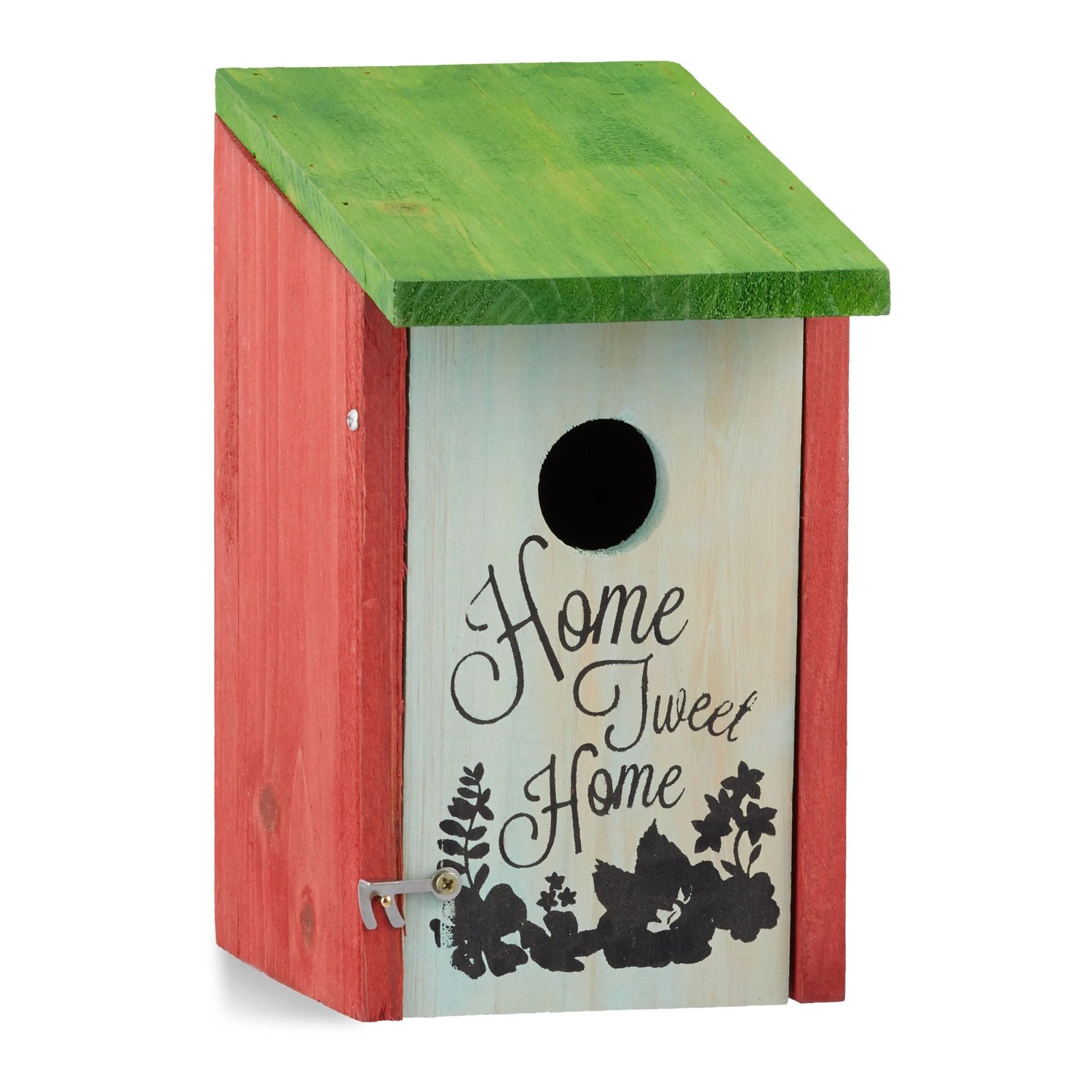 Relaxdays Nistkasten Tannenholz Stahl Rot Aufklappbar Home-Tweet-Home-Aufschrift 22 cm x 12 cm x 15 cm 0,5 kg