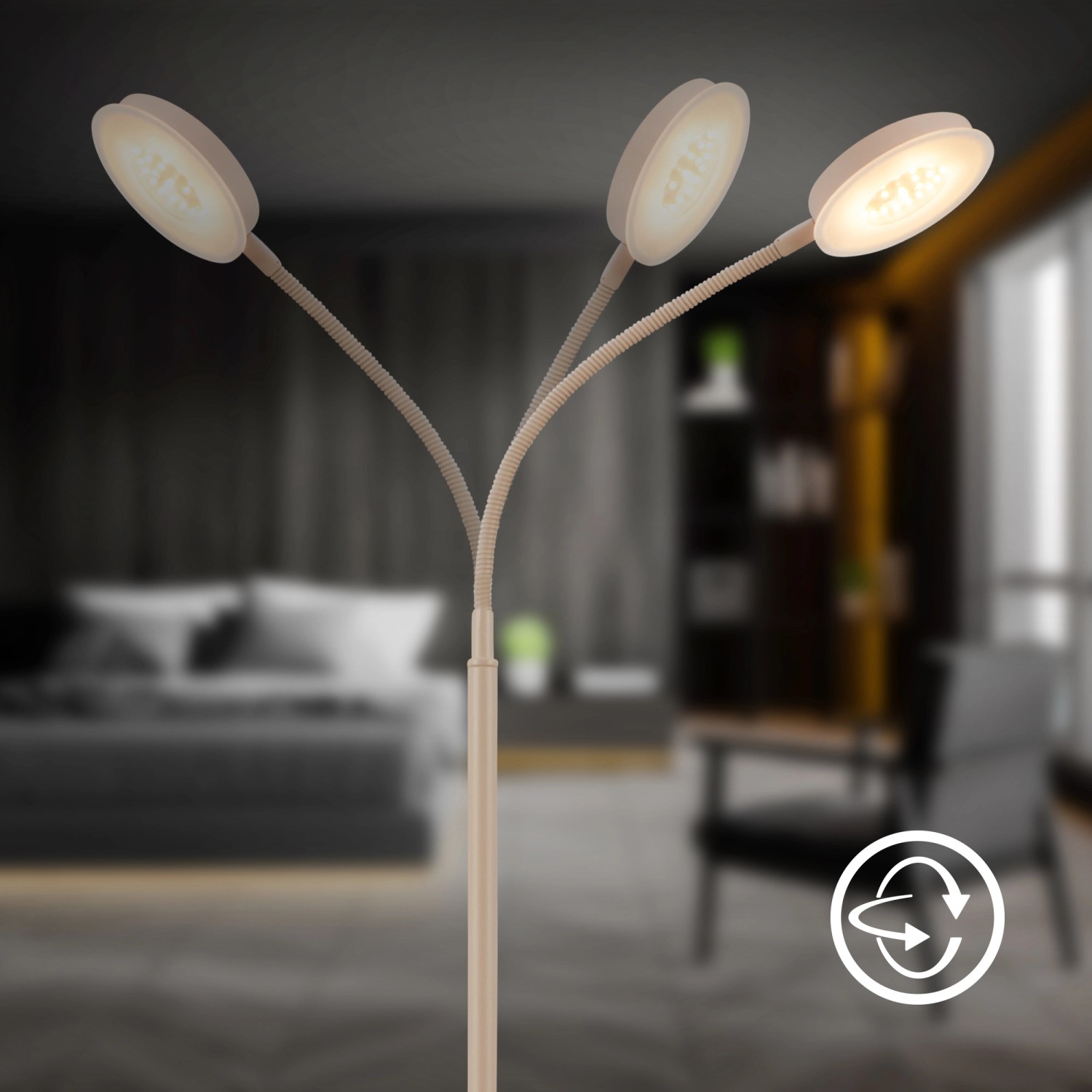 Brilo LED-Stehleuchte Megg Schwenkbar Dimmbar Touch Beige 21 x 150 cm_8