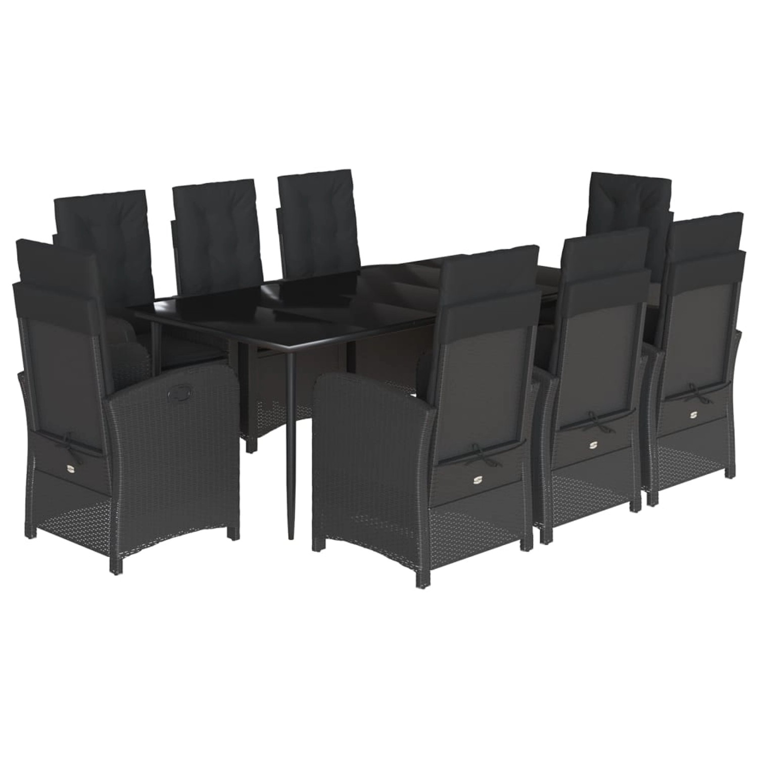 vidaXL 9-Tlg Garten-Essgruppe mit Kissen Schwarz Poly Rattan 3212318 günstig online kaufen