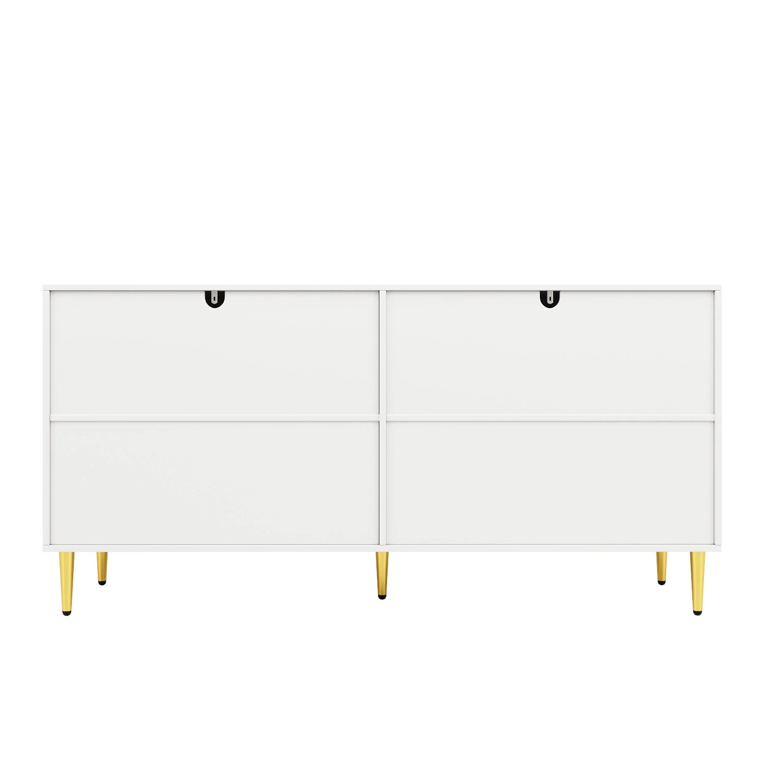 okwish Sideboard mit Wellendesign Goldenen Griffen Wohnzimmer 152x75x40cm Weiß