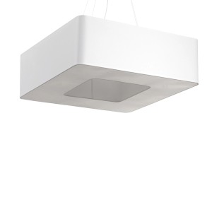 Weißer Sollux Lighting Kronleuchter Urano 60, quadratische Deckenlampe für Wohnzimmer & Esszimmer.