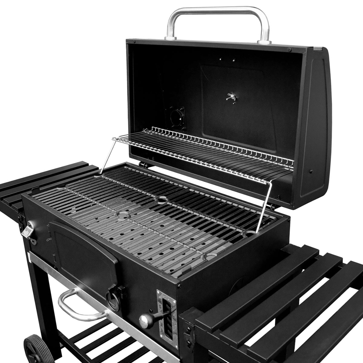 Taino Hero XXL Smoker Grillwagen Set mit Haube, Grillplatte und Holzkohlegrill.