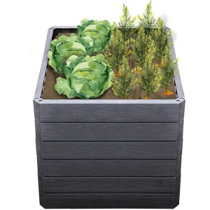 Garantia Hochbeet Ergo Quadro L 75 Wood mit Bepflanzung, Holzoptik, 80x80x75cm