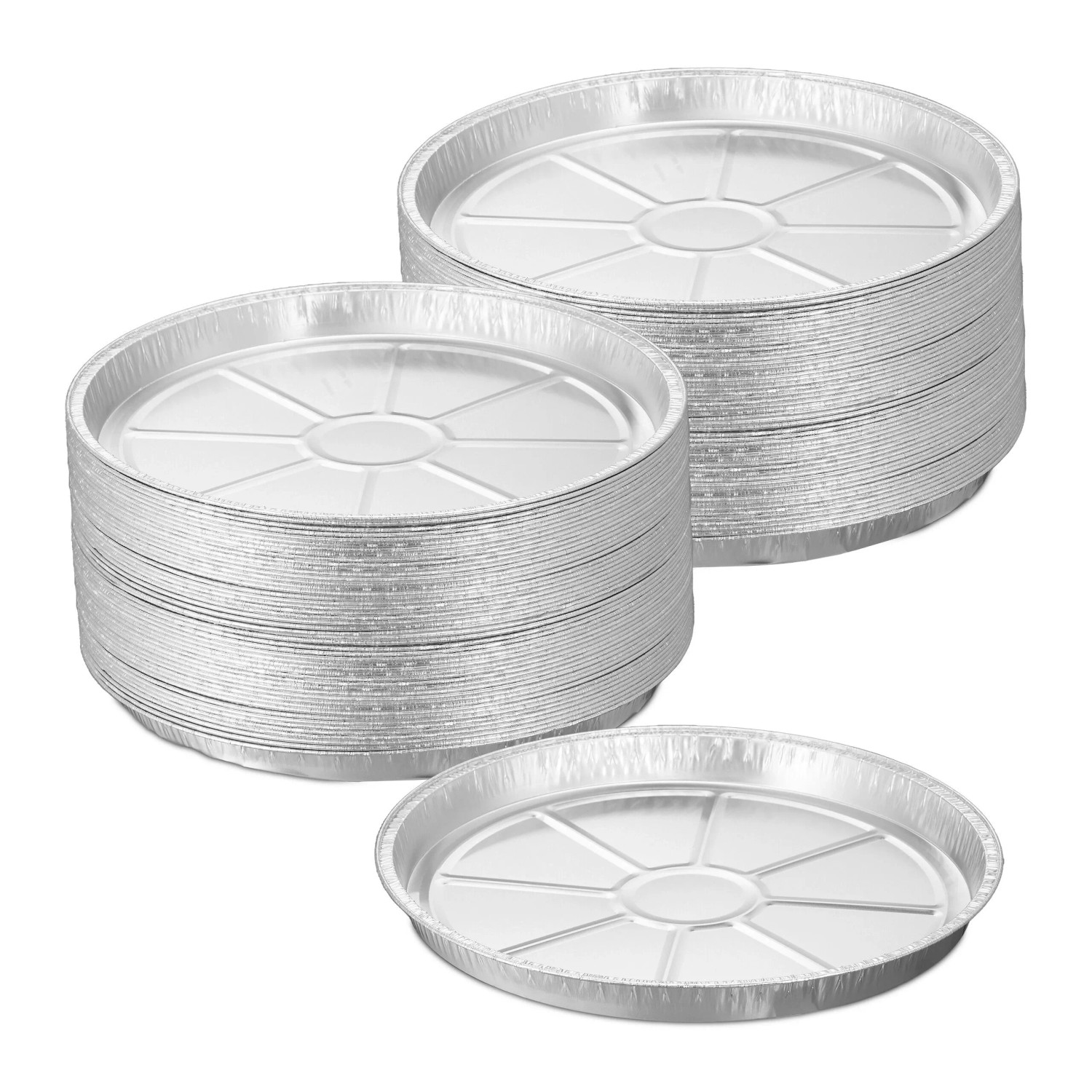 Relaxdays Aluschalen Aluminium Silber Rund Hitzebeständig 100er Set 2,5 cm x ø 27,5 cm 0,016 kg
