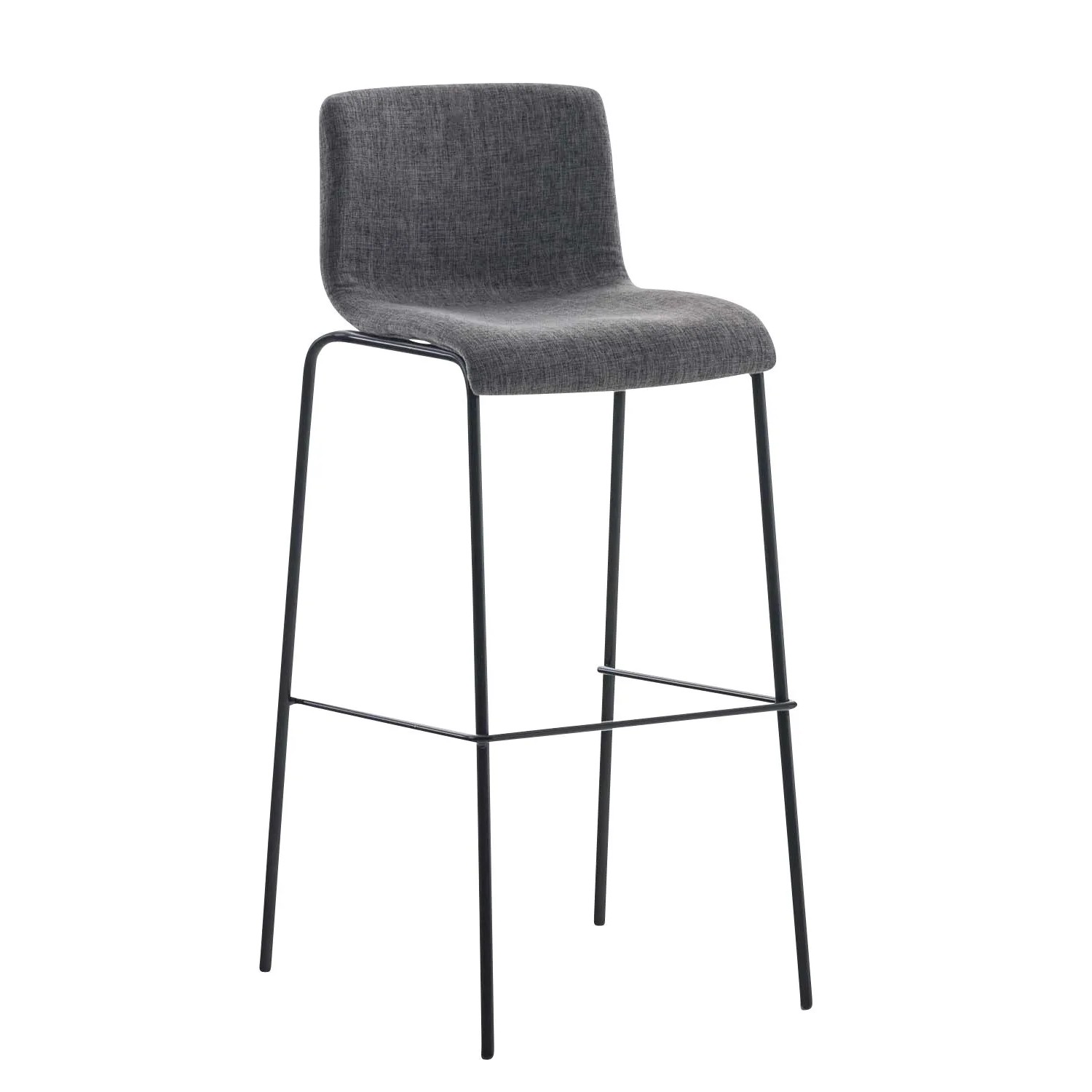 DELUKE Barhocker TENAR Stoff Hellgrau 43x48x100cm Schwarz Barstuhl Mit Lehne Tresenhocker Tresenstuhl