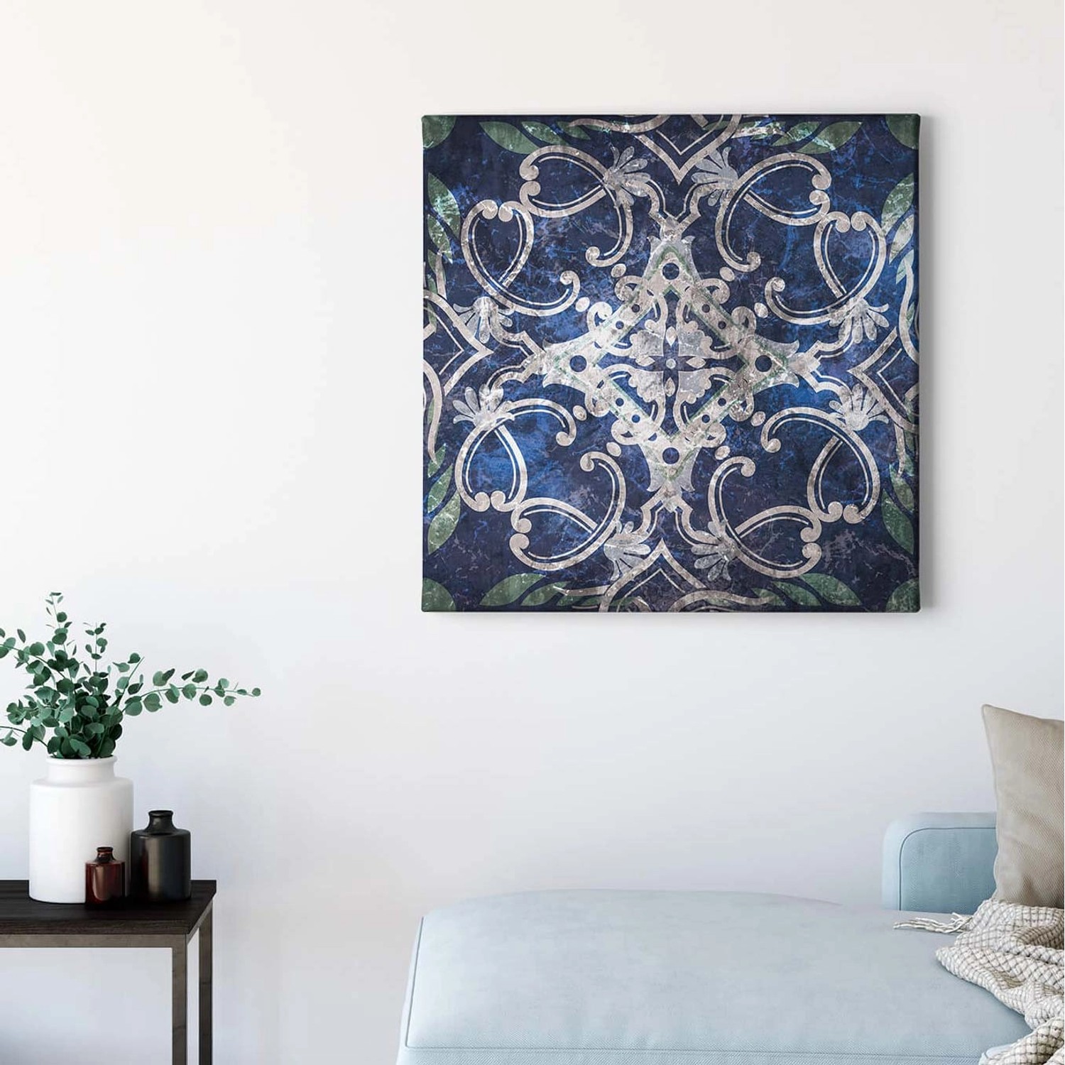 Bricoflor Blaues Wandbild Im Marokkanischen Stil Ornament Leinwand Bild Im Boho Chic Für Küche Und Schlafzimmer Oriental