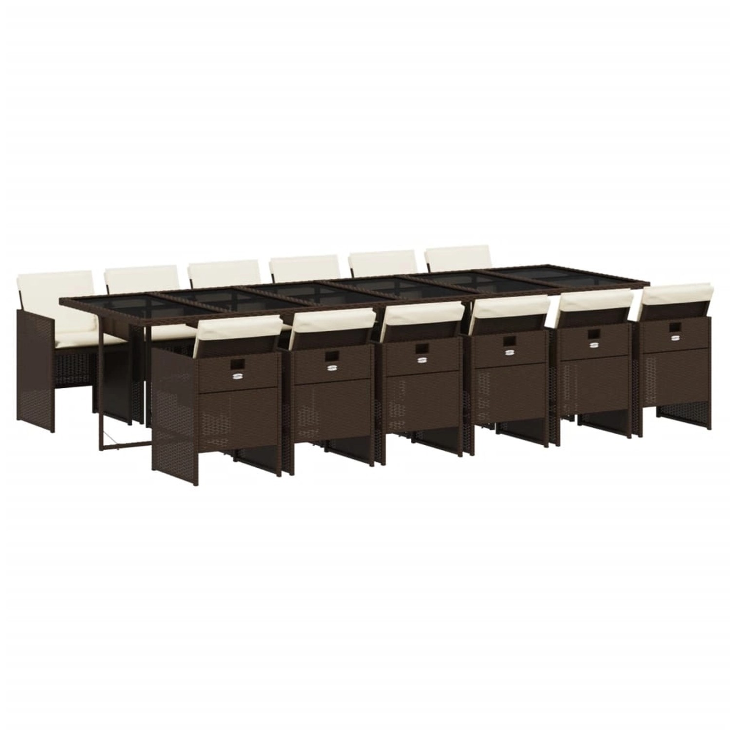 vidaXL 13-Tlg Garten-Essgruppe mit Kissen Braun Poly Rattan 3210585 günstig online kaufen