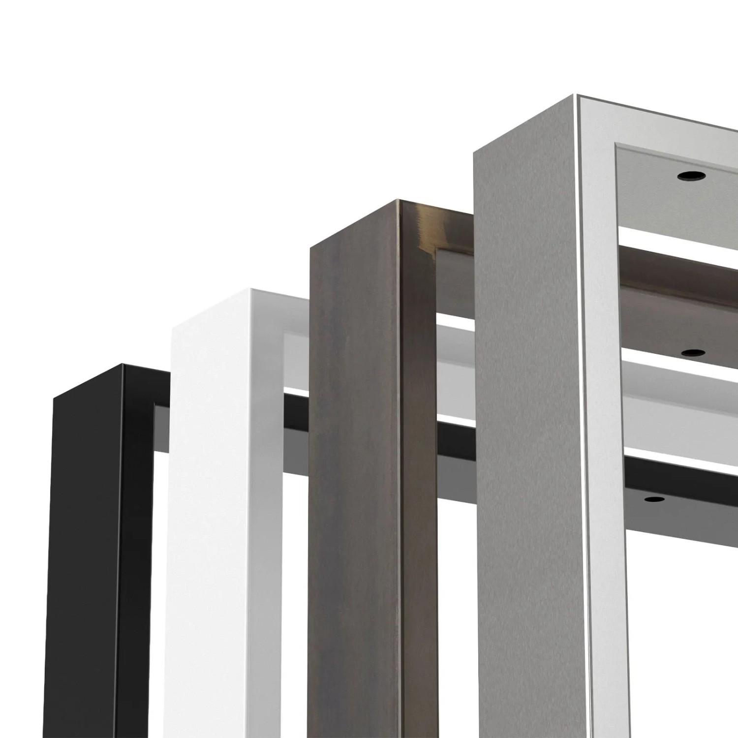 SOTECH Tischgestelle aus Stahl in Schwarz, Weiß und Metallfarben. Moderne Rechteckprofile für Möbelbeine.