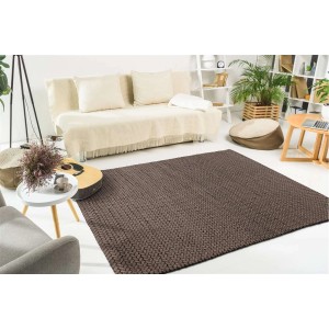 MeGusta Flachflor Teppich Uni Taupe, 120x170 cm, handgewebt im Wohnzimmer.