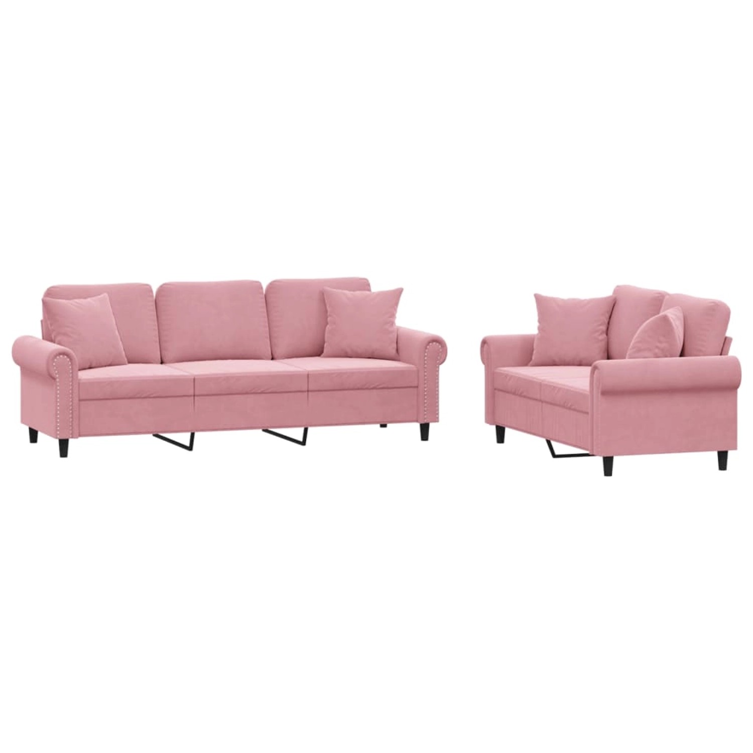vidaXL 2-Tlg Sofagarnitur mit Kissen Rosa Samt 3202273 günstig online kaufen