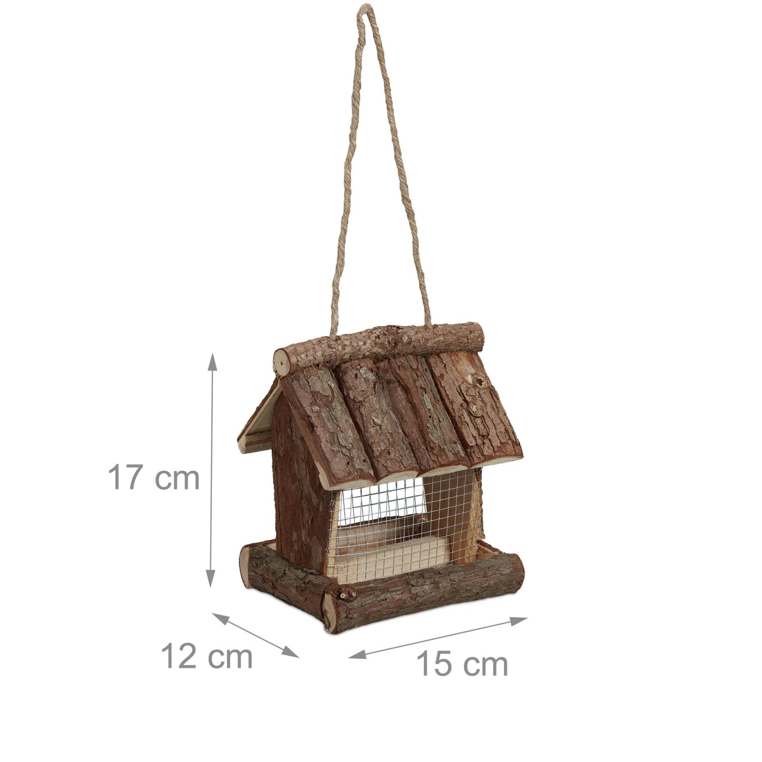 Relaxdays Vogelfutterhaus Holz Metall Natur Zum Aufhängen 17 cm x 15 cm x 12 cm 420 g_4