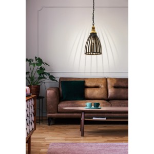 Eglo Pendelleuchte Oldcastle, schwarz-braun, Ø 25,5 cm. Hängelampe im Wohnzimmer.